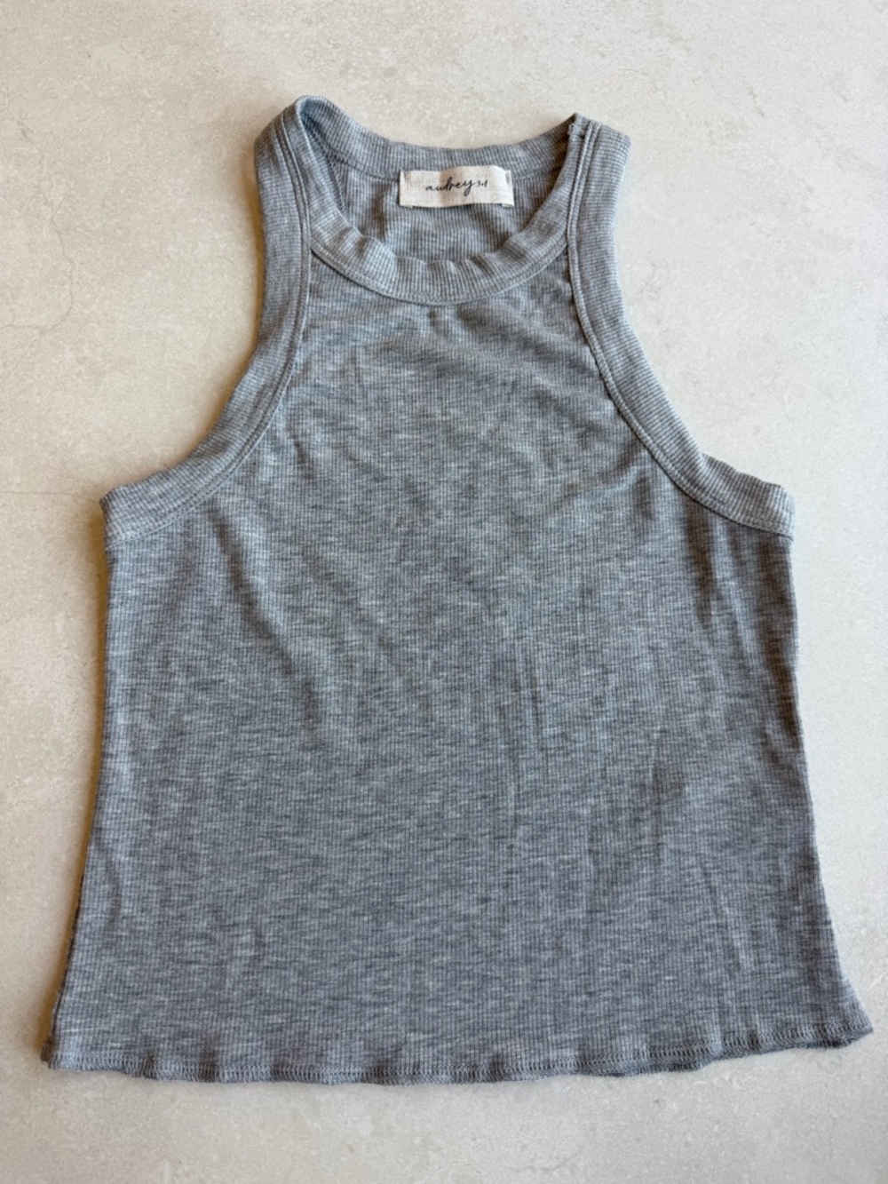 Audrey 3+1 Grey Ribbed Tank Top
